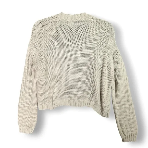 Wooden Ships Cropped Open Cardigan Sweater Sz S Neutral Beige Minimalist - Picture 6 of 12